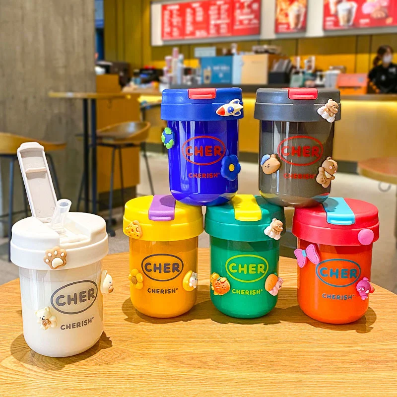 

300ML Transparent Water Bottle with Straw Outdoor Fitness Riding Sports Cup Portable Medium Capacity Water Cup