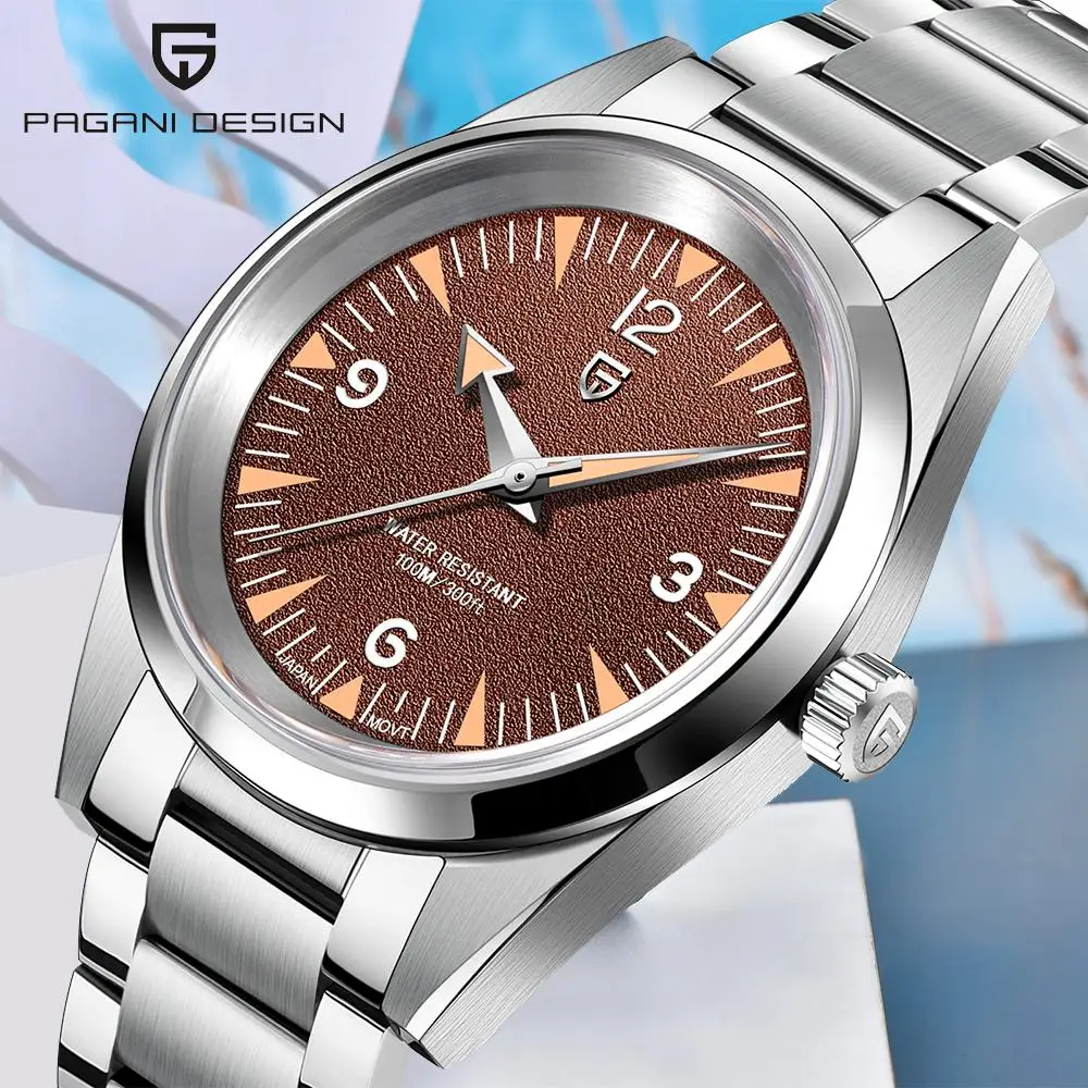 PAGANI DESIGN Новые часы PD1793 38 мм Кварцевые наручные VK31 Механизм с сапфировым стеклом