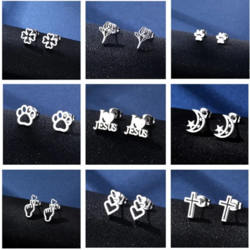 

Creative personality new stainless steel earrings ins disco dancing Korean fashion smooth earrings
