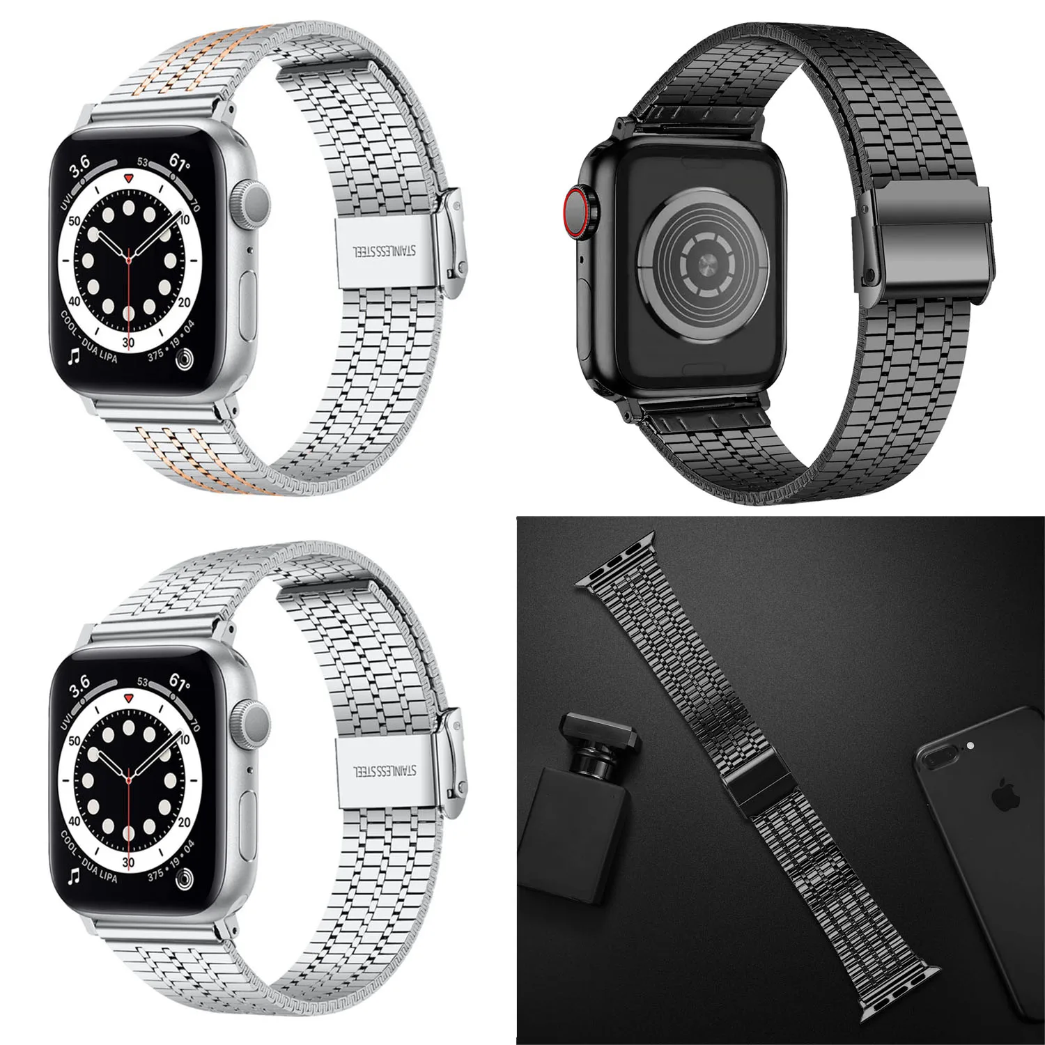Металлический ремешок из нержавеющей стали 20 мм 22 для Apple Watch Series 10 9 8 7 6 SE 5 4
