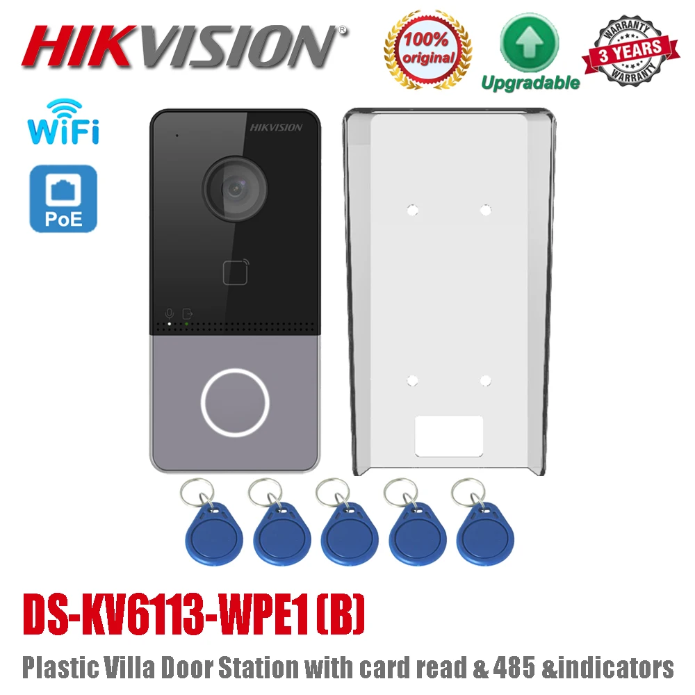 

Оригинальный Hikvision DS-KV6113-WPE1 Беспроводной Wi-Fi стандартный POE 2MP HD видеодомофон пластиковый дверной Звонок