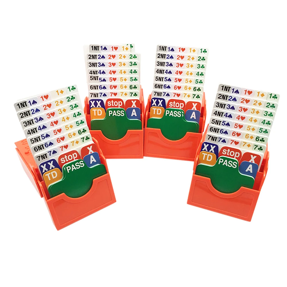 

4 SETS / LOT English Orange Bridge Cards Set with Bridge Bidding Box & Bridge Playing Cards Together Play In Tournment