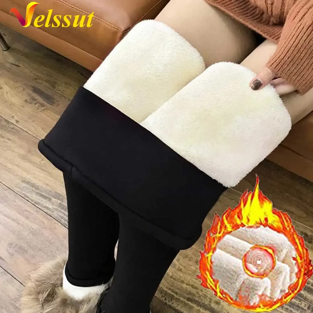 

Velssut Winter Thicken Warm Leggings for Women Autumn High Waist Trousers Slimming Black Grey Thermal Pants Daily Wear Softable