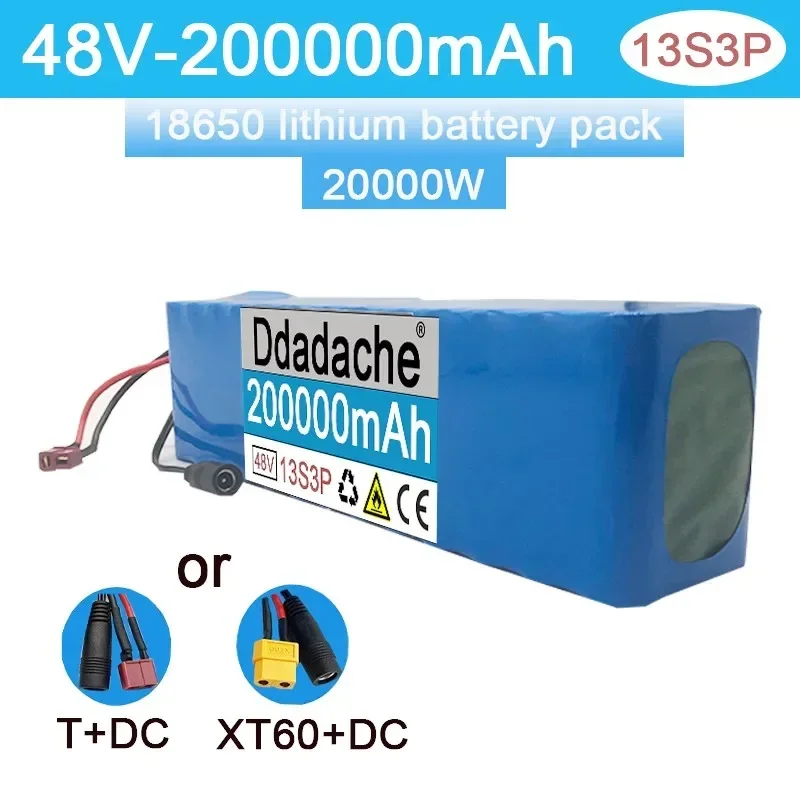 Фото New48V 200000 mAh 20000W13S3P XT60 48VLithiumlonBattery Pack 200Ah для 54.6vE-bike Электрический велосипедный скутер с BMS №1
