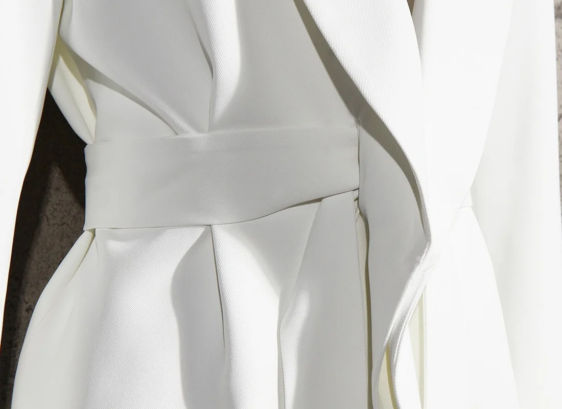 White Office Blazer with Free Sashes 2021 Women Solid Colors Simple Casual Office Blazer Korean Fashion Commute Formal Clothing