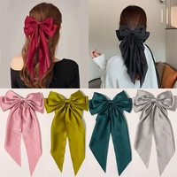 big bowknot bow barrettes hair accessories new summer chiffon women large bow hairpin solid color ponytail clip