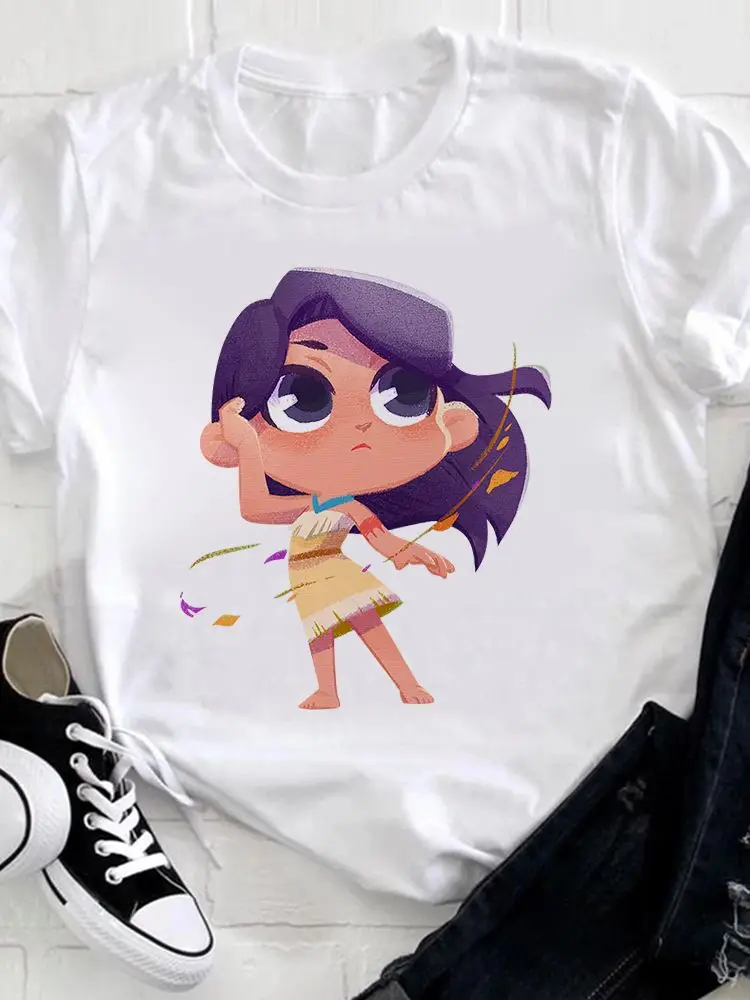 

T-Shirt Women Disney Moana Princess Popular Casual All-Match Fashion Lovely Princess Harajuku Style Disney Brand Tshirt Cool