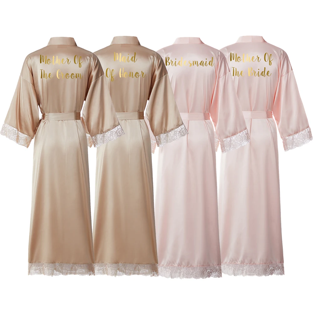 Bride Bridesmaid Robes Silk Satin Lace Robe Bride Robe Women Wedding Long Robe Bathrobe Silk Robes for Women