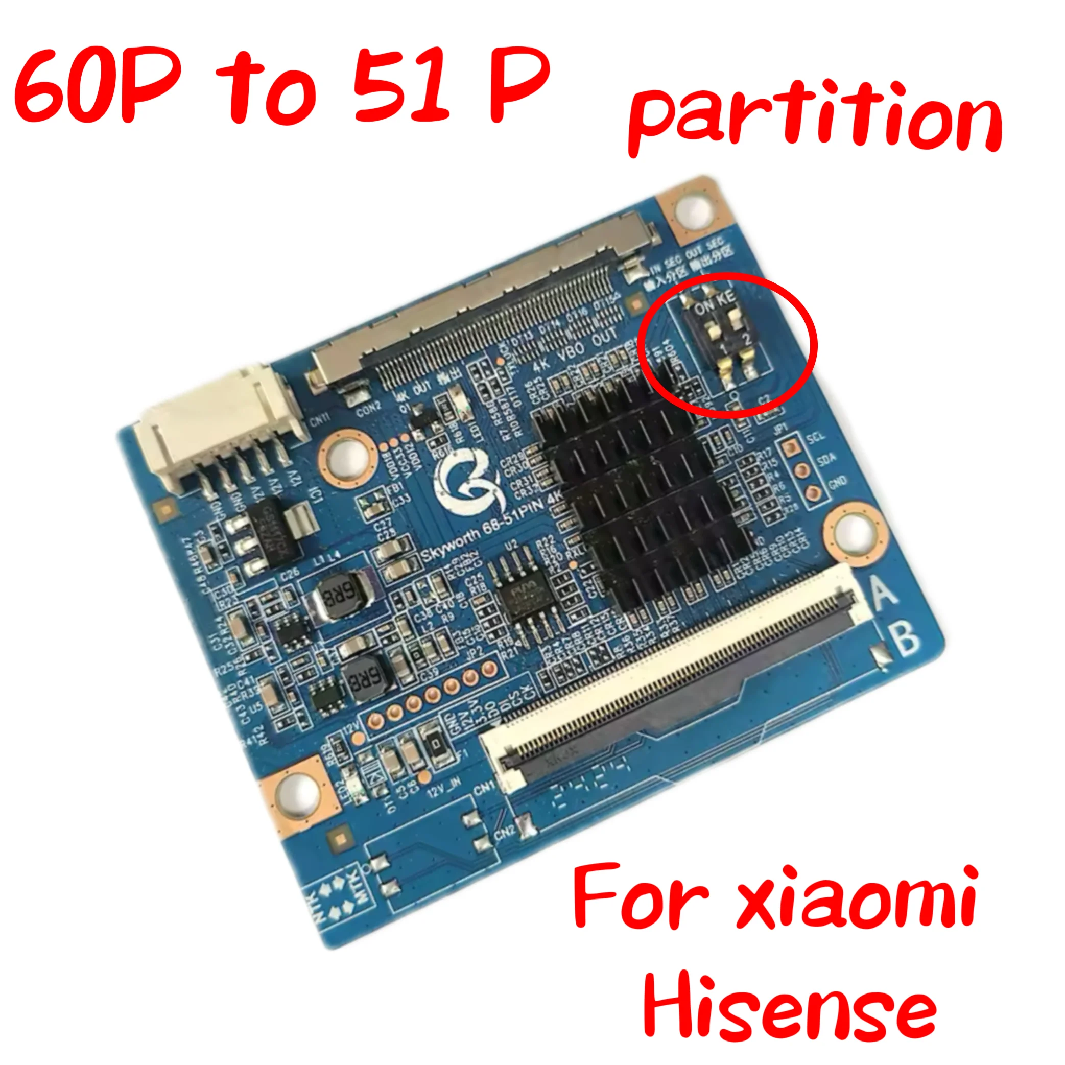 Фото 60PIN на 51PIN 68PIN на 51P экран 4K платы адаптера и интеграция перегородки QK-60pin QK-68pin №3