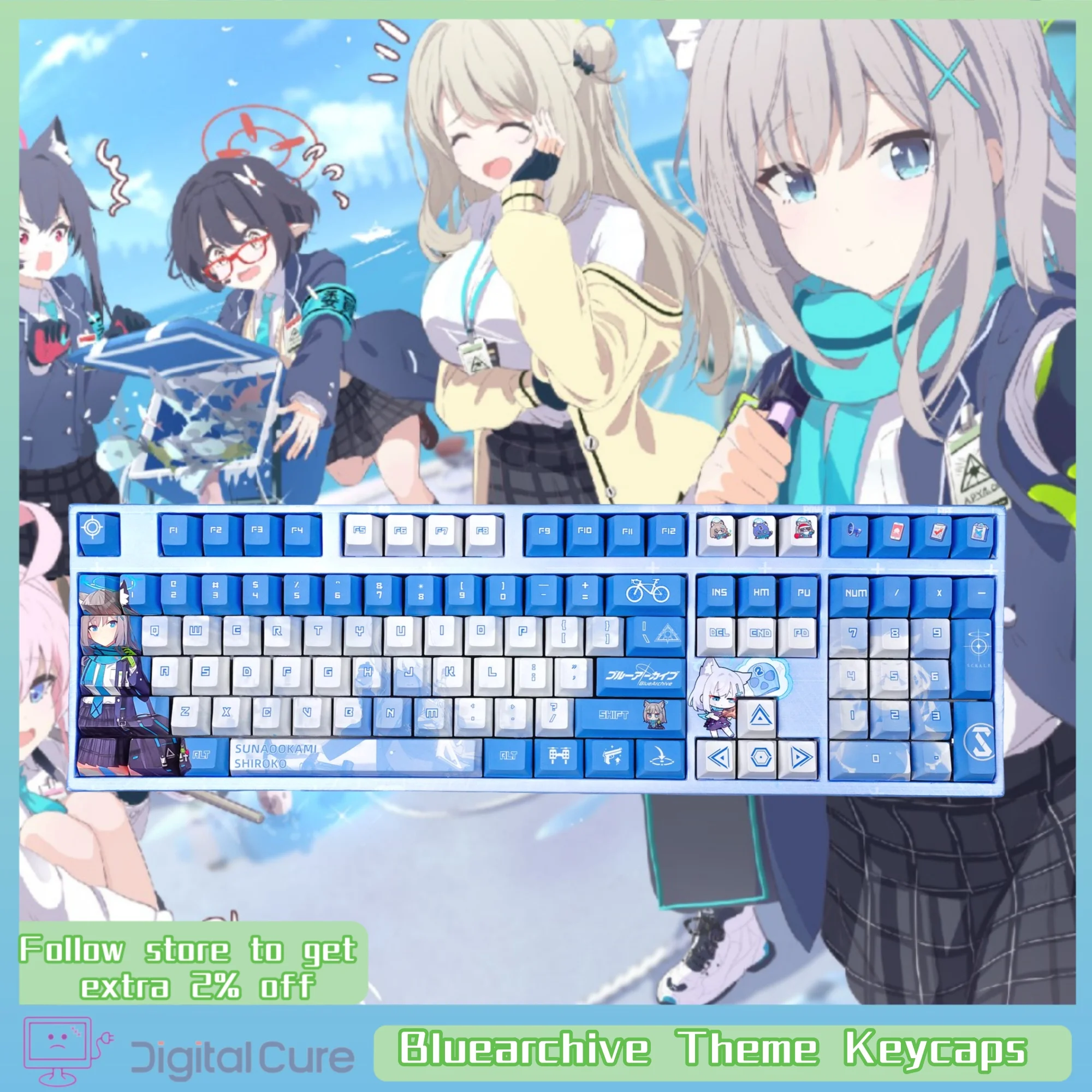 Новые колпачки для клавиш Bluearchive 120 вишневый профиль Pbt термосублимационная