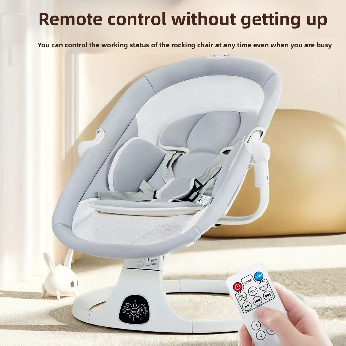 Фото Качалка-качалка lectric Baby Bassinet, многофункциональное спальное место для новорожденных с плоской откидной спинкой, автоматическая детская колыбелька с музыкой и вибрацией №1
