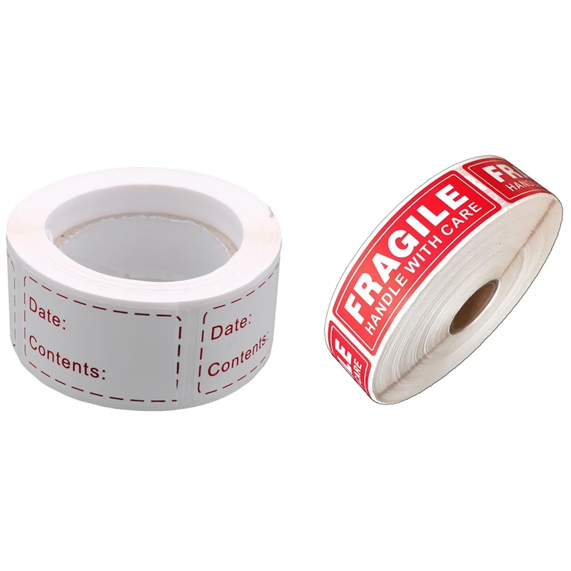

300Pcs Removable Freezer Labels Food Storage Stickers & 1 Roll/500Pcs Fragile Stickers - Fragile Handle With Care Labels