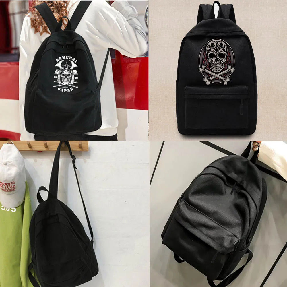 

Canvas Backpack Large-capacity School Student Schoolbag Simple Bookbag Unisex Outdoor Travel Backpack Laptop Bags Skull Print