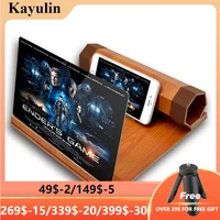 12 inch mobile phone screen magnifier foldable 3d hd video amplifier wood bracket for smart phones mini pads