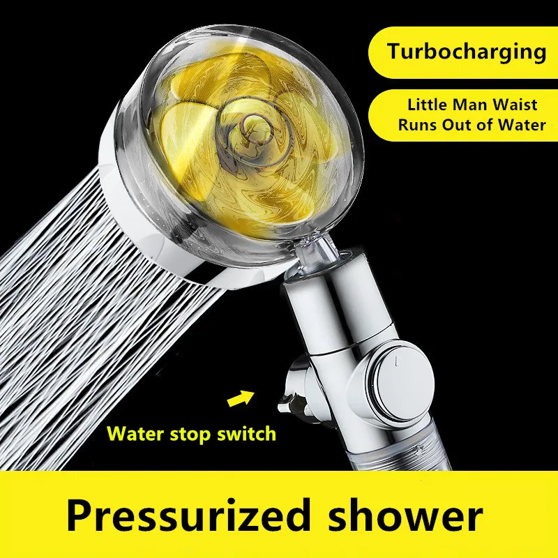 

Propeller Shower Head High Pressure Water Saving Supercharged Turbo Showerhead Handheld With Fan Filter Rainfall Bathroom Home