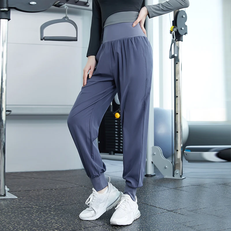 Women High Waist Running Pants Loose Stretchy Sweatpants Gym Workout Jogging High Waist Wide Leg Sports Yoga Breathable Trousers