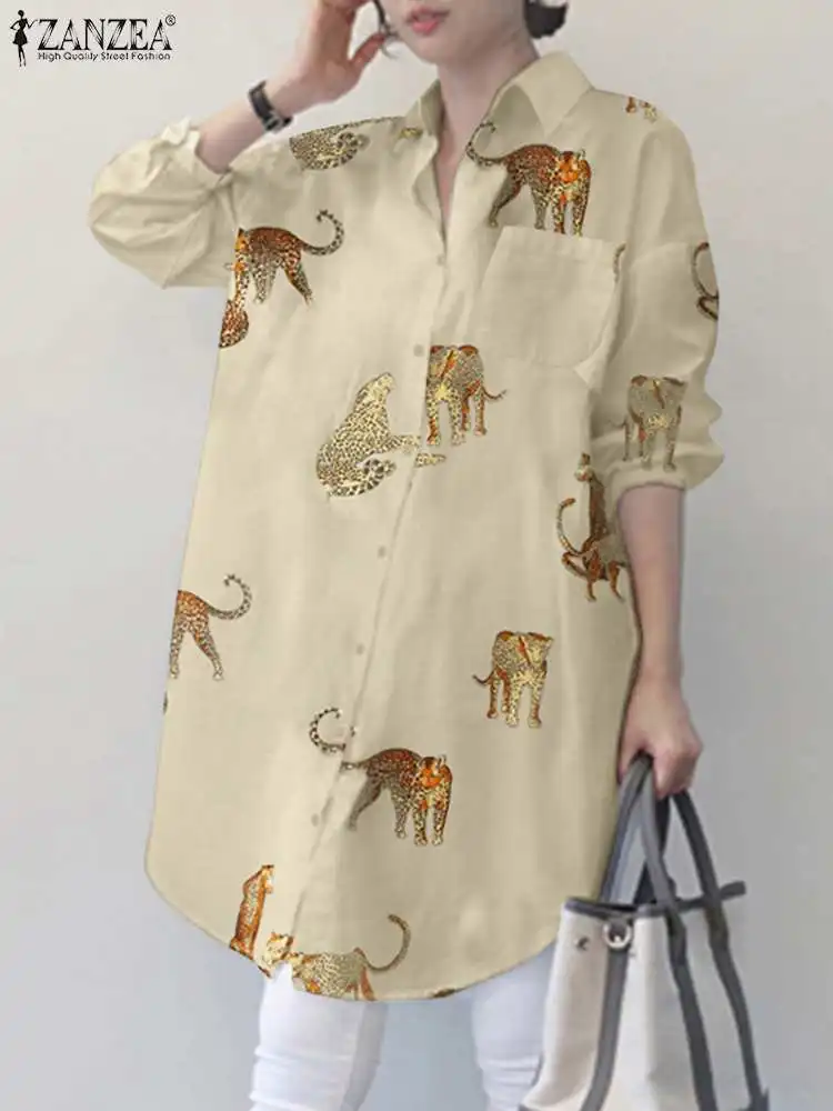 

Work Blouse Casual Oversized Chemise Camisa 2022 Holiday Women's Shirt ZANZEA Fashion Long Sleeve Tops Spring Autumn Lapel Blusa