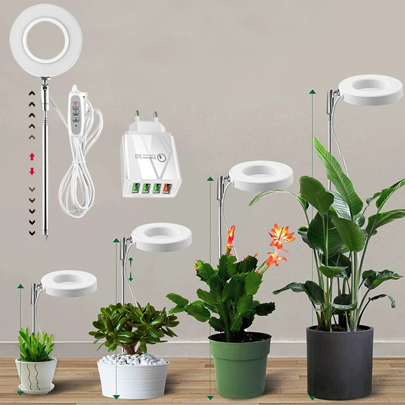 Full Spectrum Led Plant Light For Indoor Plants Height Adjustable Dimmable Growing Lamp With Timer For Small Plants