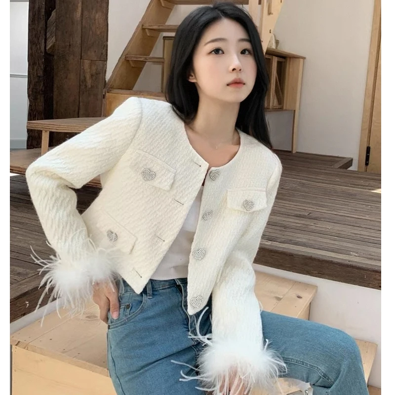 High Sense белая элегантная светская изящная верхняя одежда для женщин осень 2023 новый