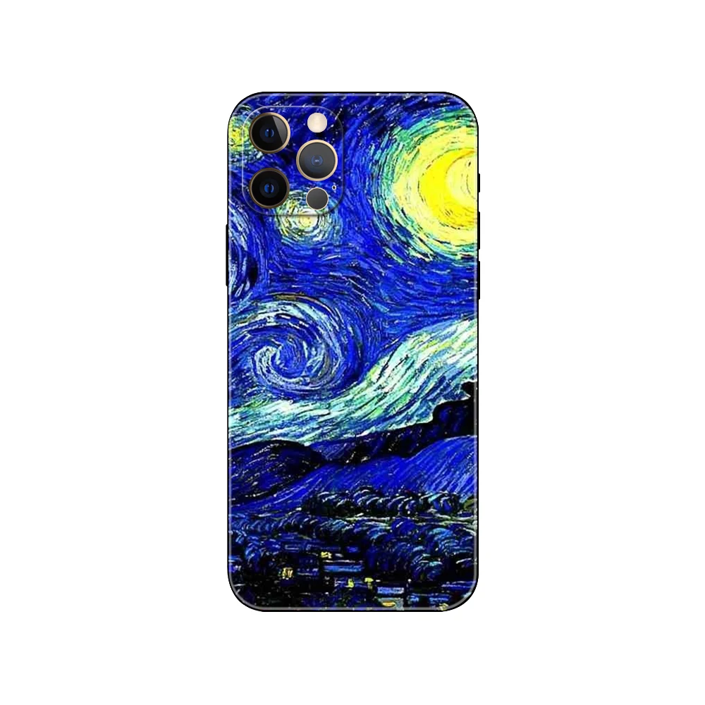 Чехол для телефона с рисунком Ван Гога iphone 5 5s 2020se 6 6s 7 8 plus x 10 XR XS 11 12 13 mini pro MAX черный