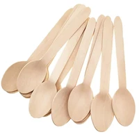 100pcs wooden spoon smooth disposable wood heat resistant single use ice cream spoon for home