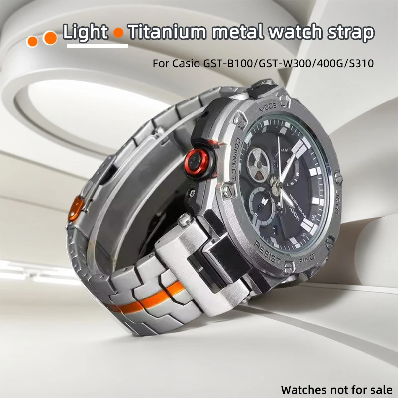 Фото Для Casio GST-B100 W300G/400G GST-S300G/400/100G/110 GST-S210B GST-W100 Браслет Титановый ремешок Ремешок для часов металлический адаптер модифицированный №1