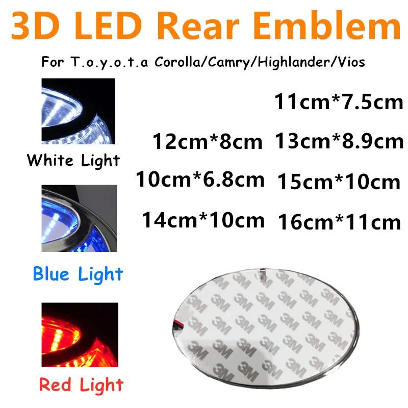 Новая 3D Светодиодная передняя/Задняя эмблема автомобильный значок с логотипом