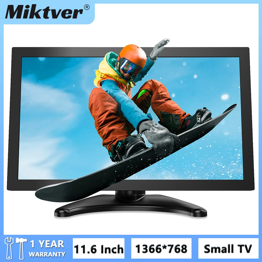 

Miktver MK12-3 FHD 1366x768 11.6" LCD Monitor For Computer Laptop With HDMI/VGA Video Input Built-in Speaker Second IPS Display