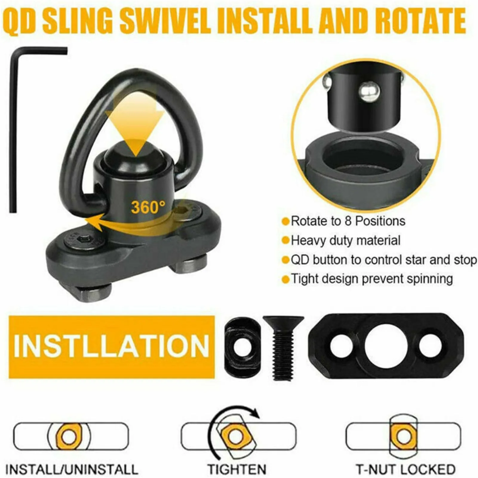 Металлическое Крепление QD Sling Mount быстросъемное крепление с треугольной петлей 360