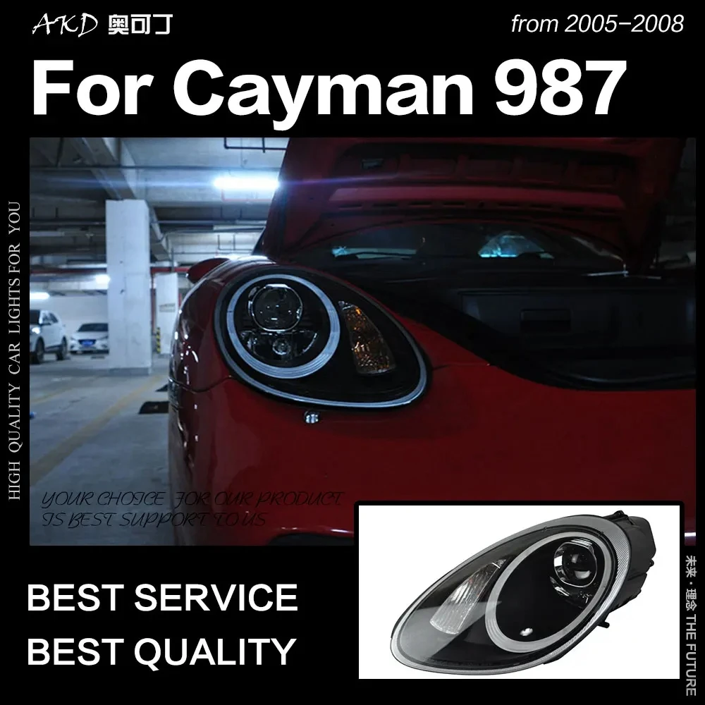 Передняя лампа AKD для Porsche Cayman 987 фары 2005-2008 бокс головного света верхний и нижний