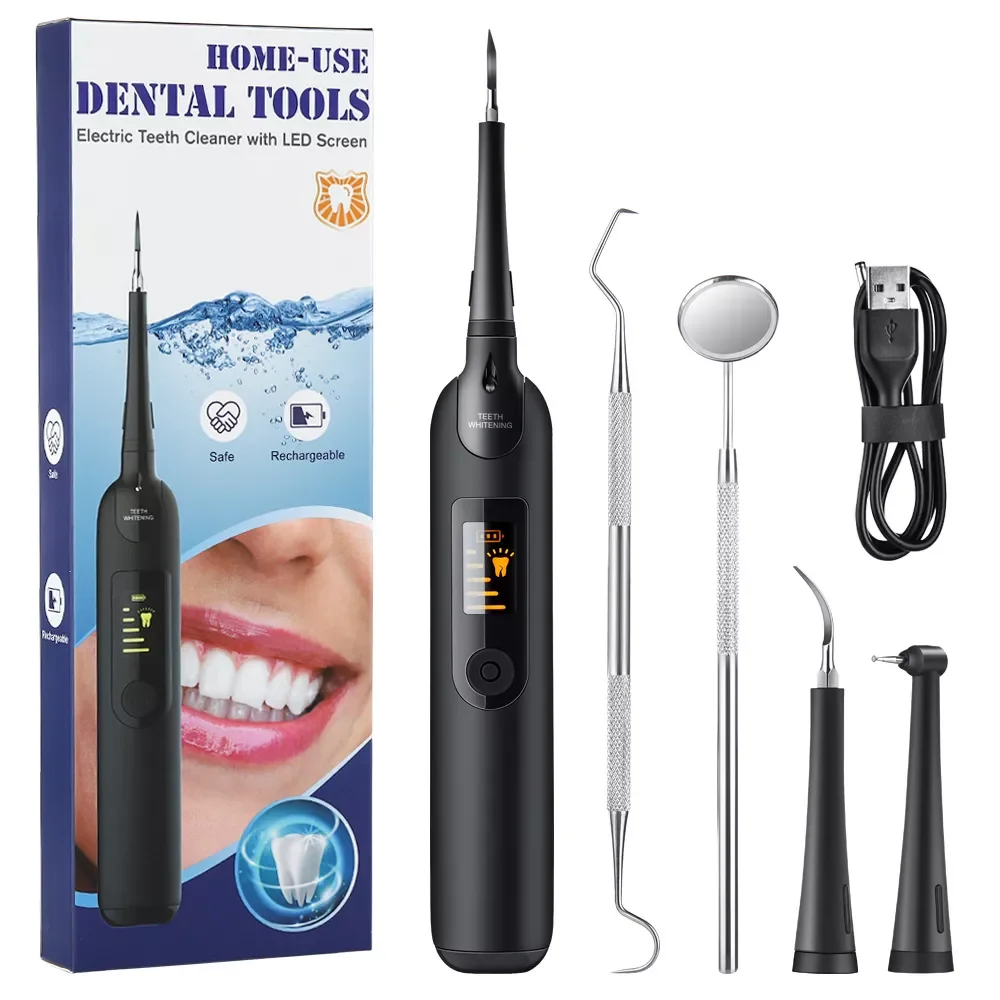 Electric Dental Scaler Sonic Tartar Calculus Remover Cleaner Tooth Stain Remover Sonic Dental Tool Set Oral Care Tooth Cleaner