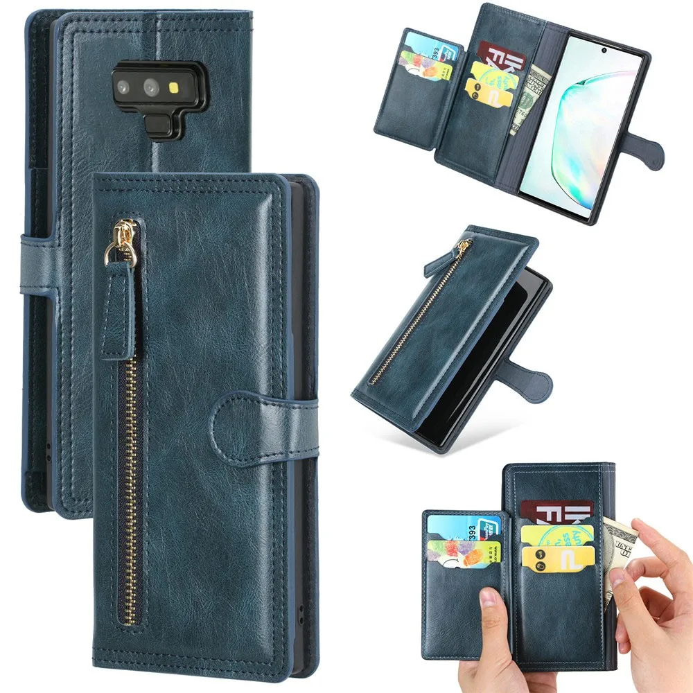 

Luxury Leather Zipper Flip Wallet Case for Samsung Galaxy Note9 Note 9 SM-N960F/DS Card Holder Stand Cover Funda GalaxyNote9