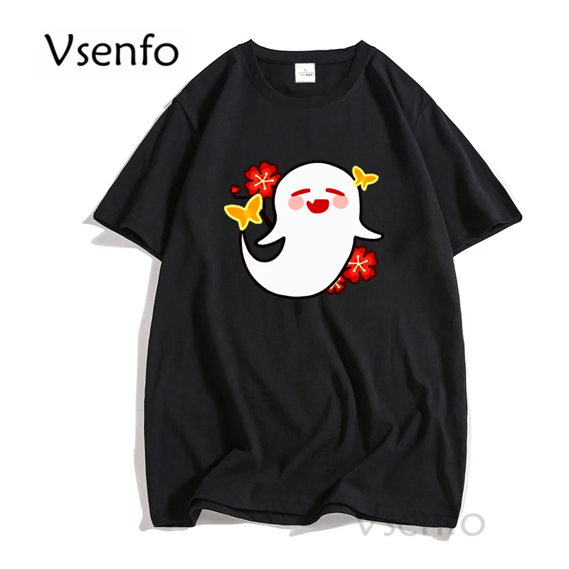 

Game Genshin Impact Tshirt Keqing Hu Tao Men's Cotton T-shirt Harajuku Cartoon Tee Shirt Funny Graphic T Shirts Male Clothes