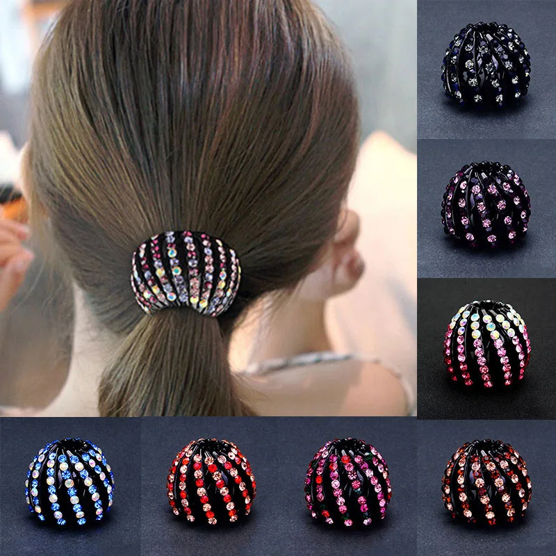 

Bun Crystal Hair Claw Women Fashion Female Ponytail Headwear Resin Horsetail Buckle Hair Clip Bird Nest Expanding Hair Accessory