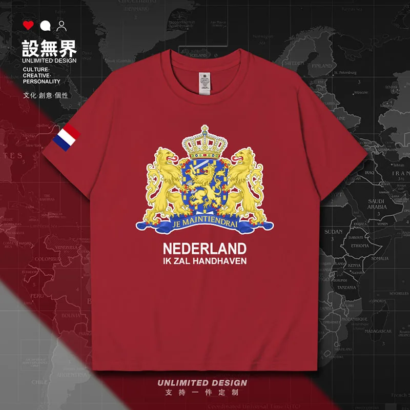 Нидерланды Nederland NLD мужская футболка топы спортивный костюм из хлопка с короткими