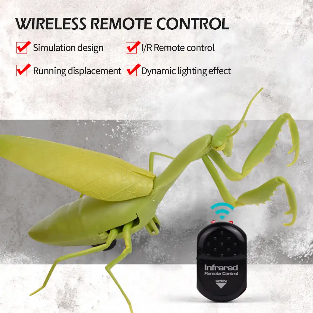 

Electric Infrared Remote Control Simulate Mantis Shape Pets Prank Toy Realistic Mini Mantis RC Prank Insect Trick Toy for Cats