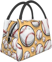 baseball pattern softball ball sport design print lunch box collapsible lunch tote bag for women men adults and teens