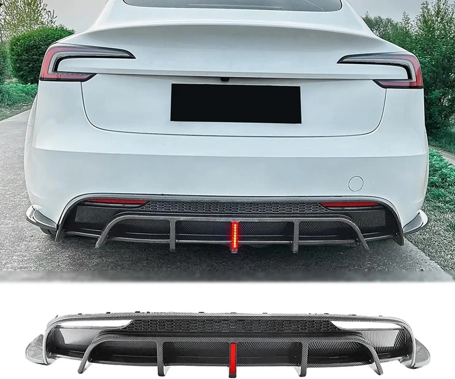 Для Tesla Model 3 Highland 2024+ автомобильный диффузор заднего бампера из полипропилена