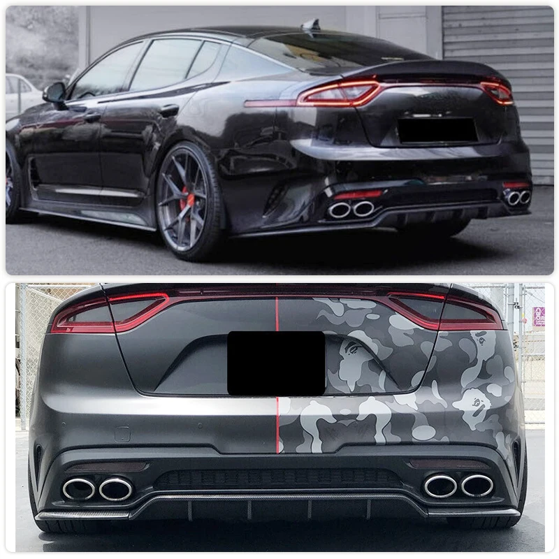 Фото Задний бампер, диффузор, спойлер для KIA Stinger GT EX Hatchback, 4-дверный 2018-2022, задний диффузор из углеродного волокна, защита спойлера №2