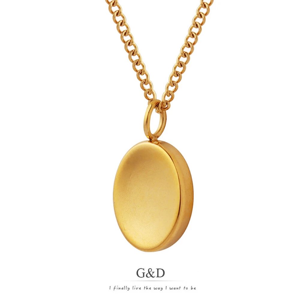 

G&D Niche Design Gold Color Geometric Oval Gold Color Plated Stainless Steel Pendant Collarbone Necklace for Women Jewelry Gift
