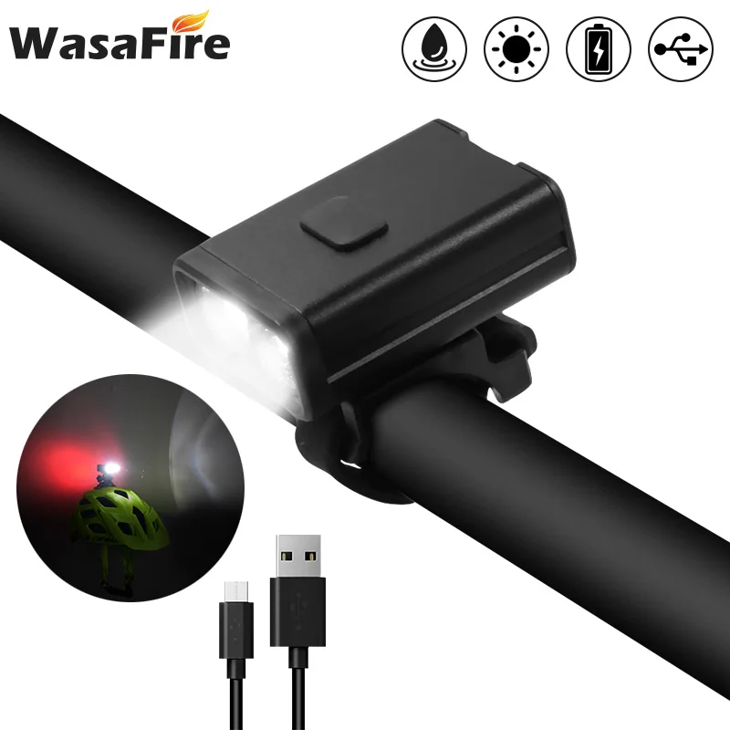 

2* T6 Waterproof LED Bicycle Light USB Rechargeable Bike Front Taillight Cycling Helmet Lamp Safety Warning Bike Rear Lights
