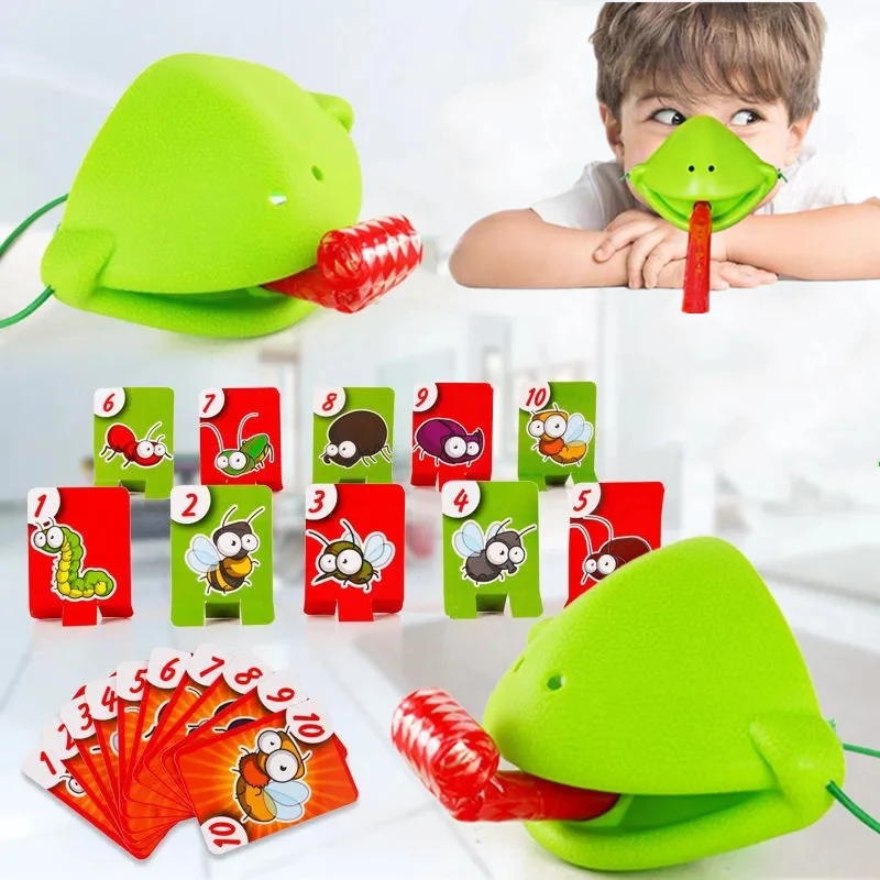 

1 Set Chameleon Lizard Mask Wagging Tongue Lick Cards Board Game for Children Family Party Toys Novelty Funny Desktop Game Toys