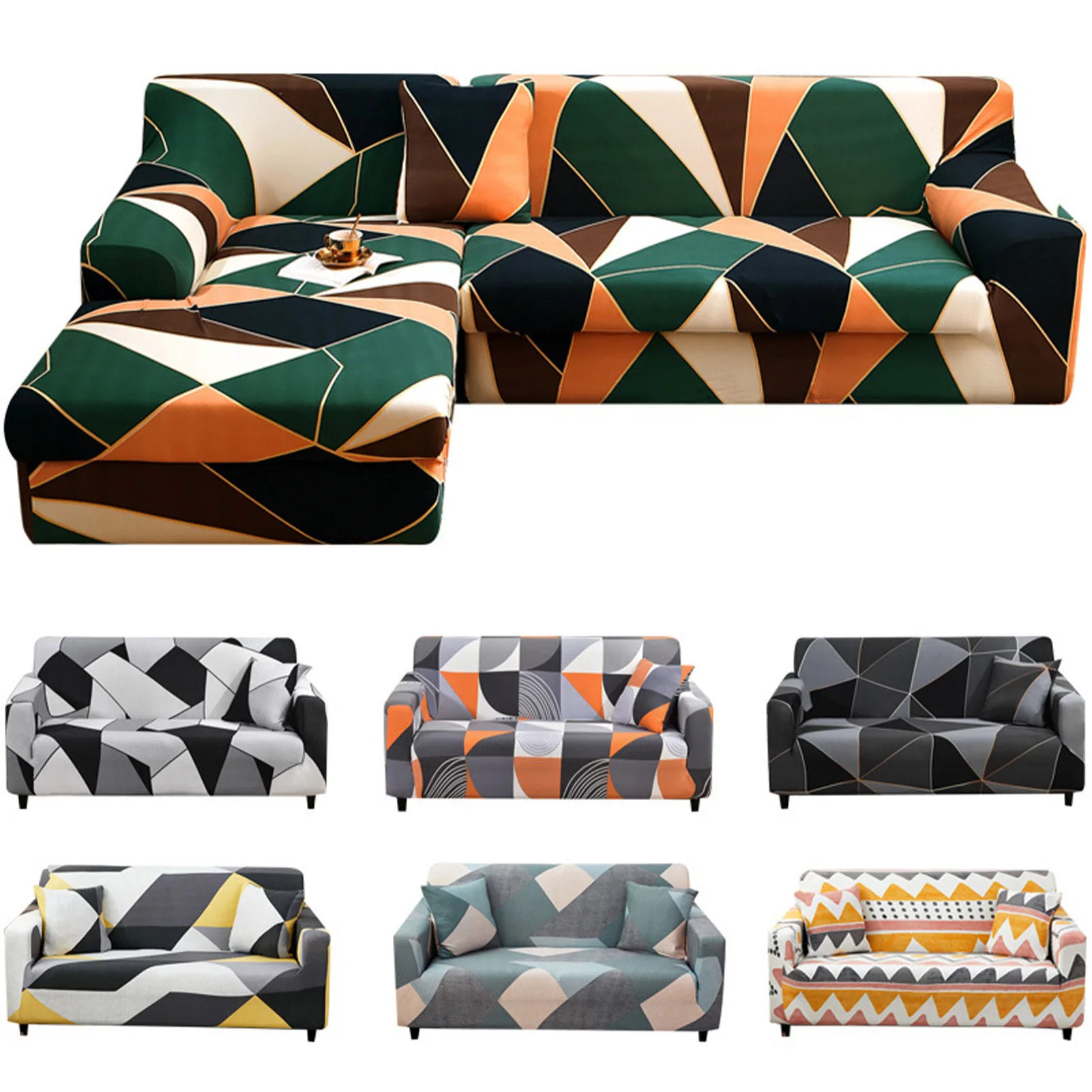 

Elastic Sofa Cover For Living Room Geometric Printed Slipcover Stretch Couch Cover Armchair Cover Sofa Cover For 3 Seater