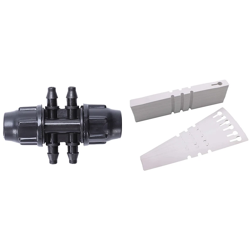 

20 Pcs Drip Irrigator Garden Watering 8/11 Inch to 3/4 Inch Quick Hose Connector 6 Ways & 400 Pcs Plastic Plant Labels