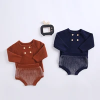 2022 outfit baby infant childrens wear cotton knitted cotton yarns lanterns shorts long sleeved cardigan two piece outfit
