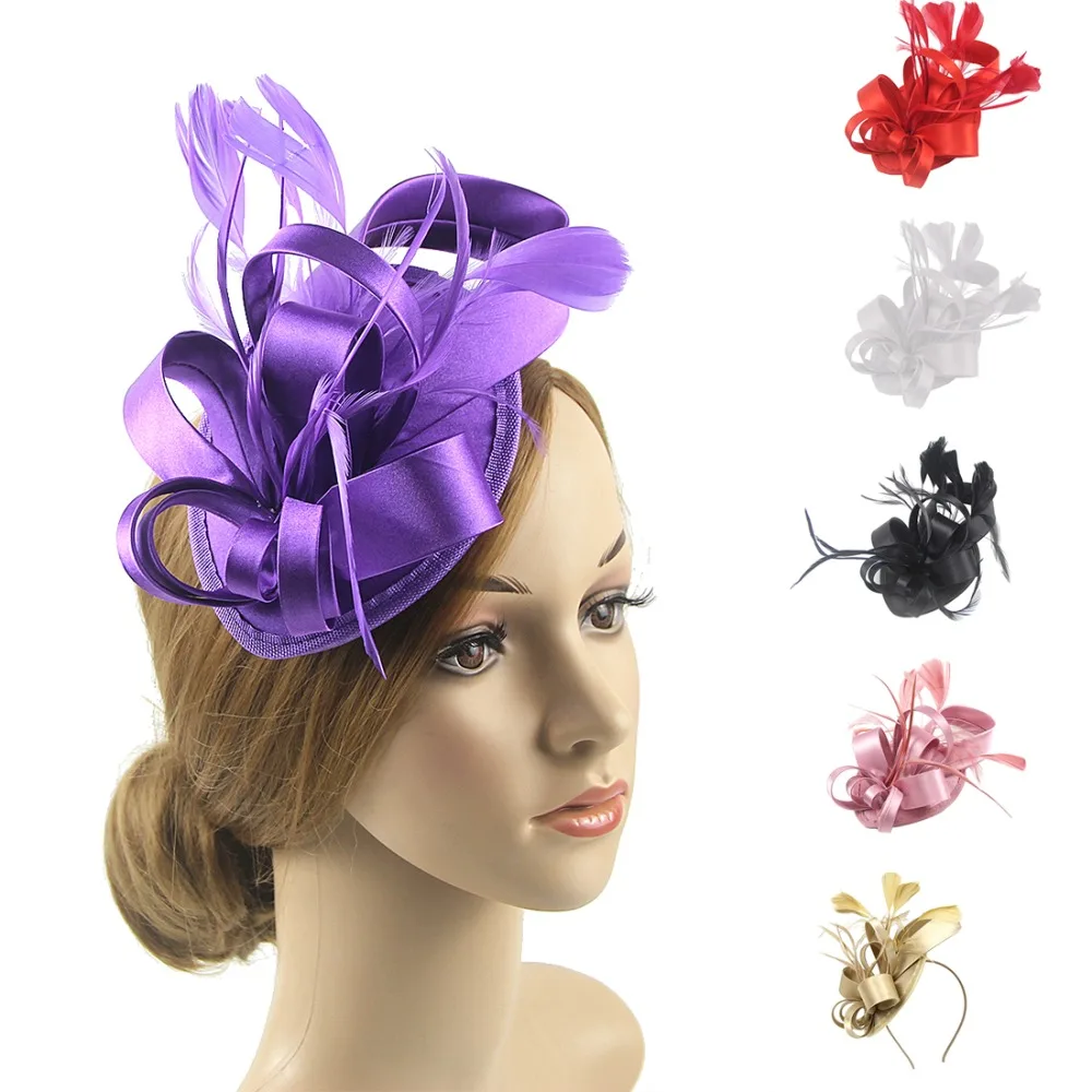 

Women Feathers Wedding Flower Hair Clip Top Hat Fascinators Hat Ascot Race