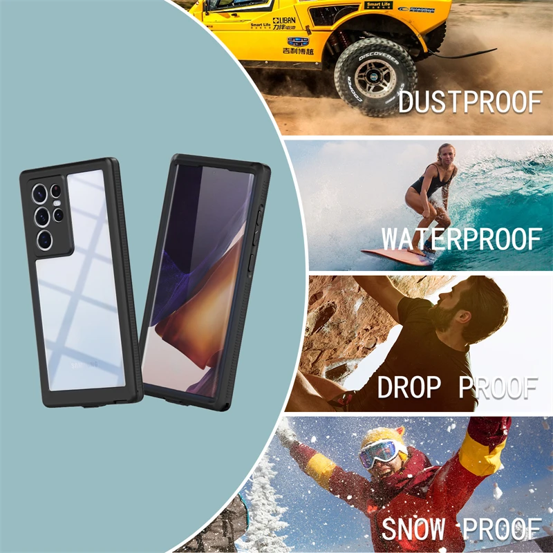 case for samsung s22 ultra s21 fe s20 note 20 s21 plus a72 a52 a13 a42 a32 a51 underwater ip68 real waterproof diving phone case free global shipping