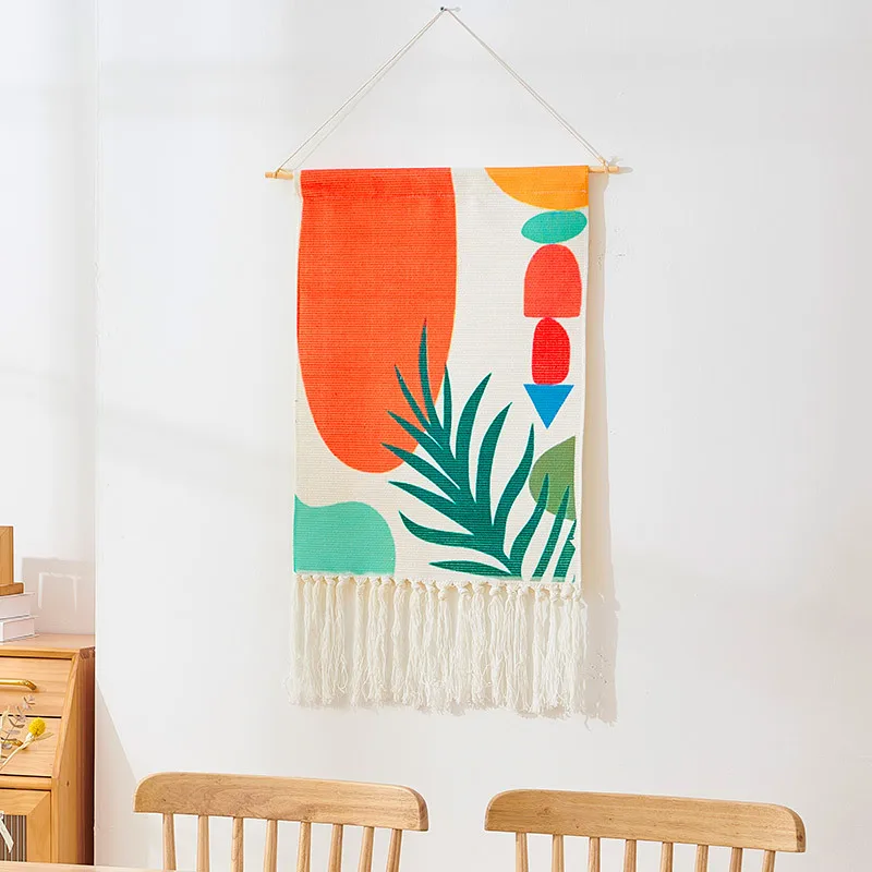 

Скандинавская художественная подвесная ткань, хлопковый настенный гобелен ручной вязки с кисточками, искусство, домашний декор, готически...