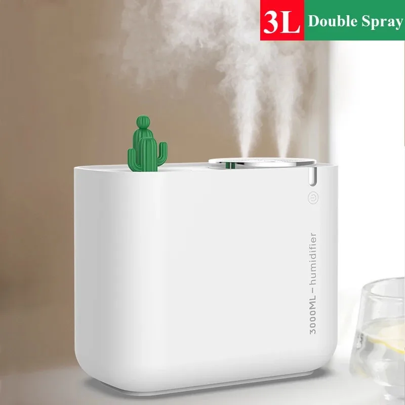 

3000ml Air Humidifier Large Capacity Double Nozzle Ultrasonic Cool USB Humidificador Aroma Diffuser for Home Mist Maker Fogger