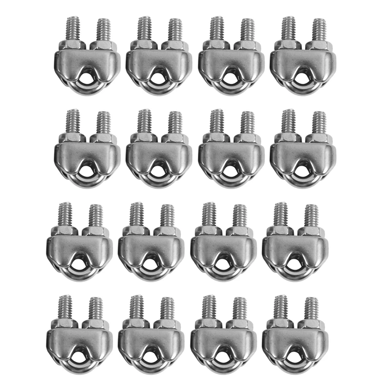 

Retail 16Pcs Stainless Steel Cable Clip Saddle Clamp For Ropes 0.3Cm 3Mm Wire